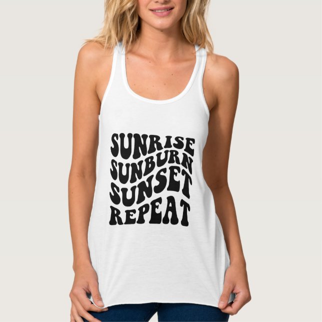 Summer Saying, Sunrise Sunburn Sunset Repeat Singlet (Front)