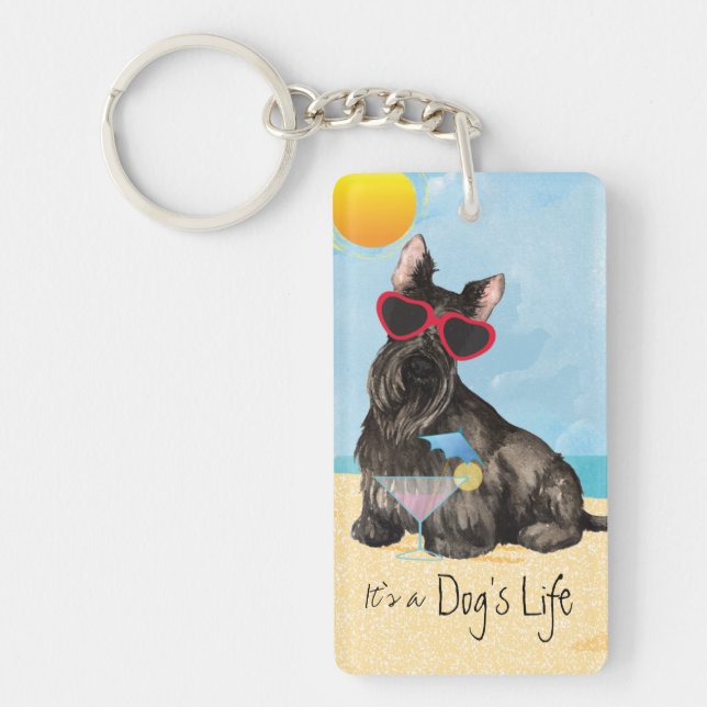 Summer Scottish Terrier Key Ring (Front)
