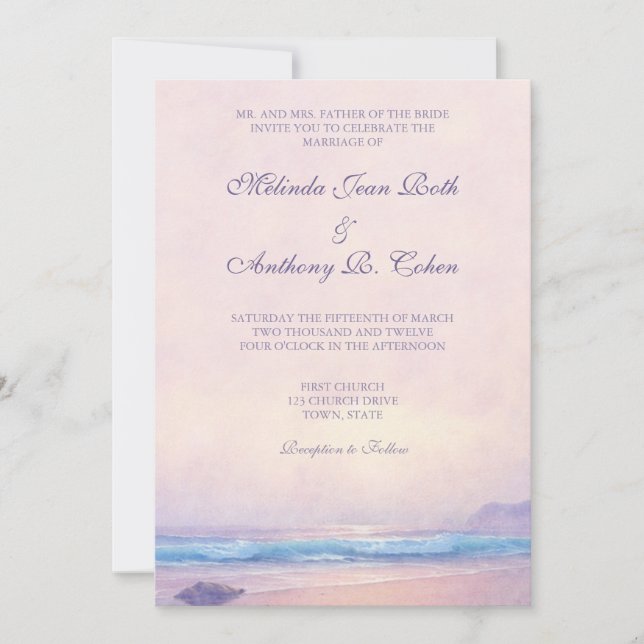 Summer Sea 5x7 Beach Wedding Invitation (Front)