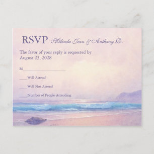 Summer Sea Beach Wedding RSVP Postcard