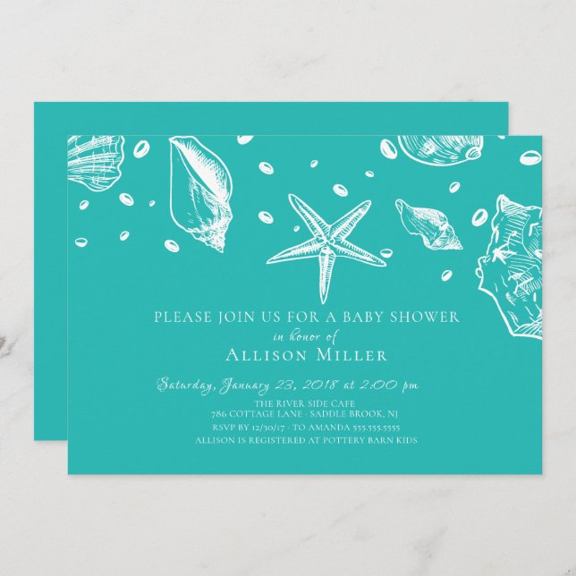 Summer Sea Shells Baby Shower Invitation (Front/Back)