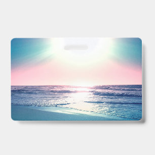Summer Sea Sunset Tropical Beach Photo ID Badge