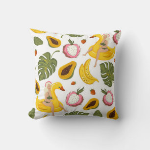 Summer seamless pattern background with exotic fru cushion