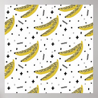 Summer seamless pattern with bananas in pop art st