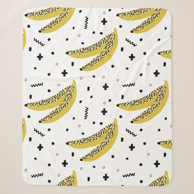 Summer seamless pattern with bananas in pop art st sherpa blanket (Front)