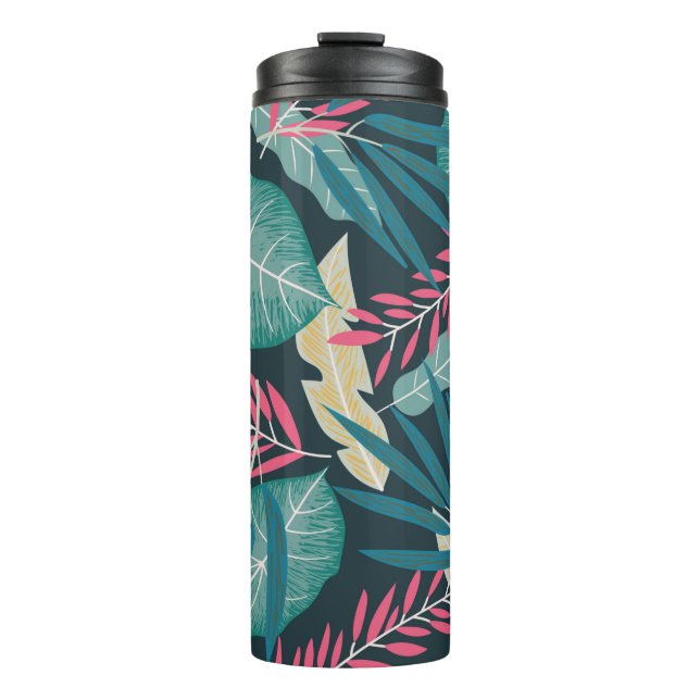 Summer seamless pattern with colourful tropical le thermal tumbler (Front)