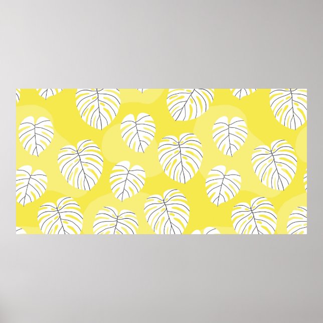 Summer seamless pattern with white stylised monste poster (Front)