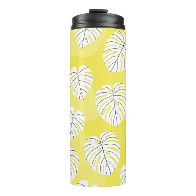 Summer seamless pattern with white stylised monste thermal tumbler (Front)