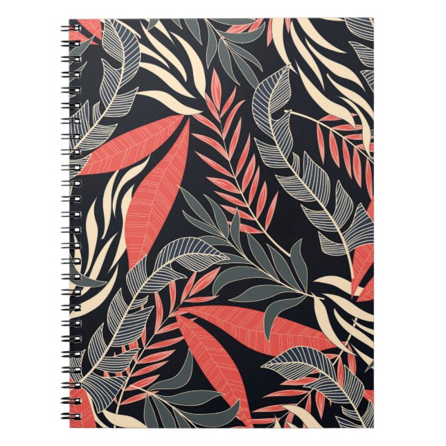 Summer seamless tropical pattern with bright yello notebook (Front)