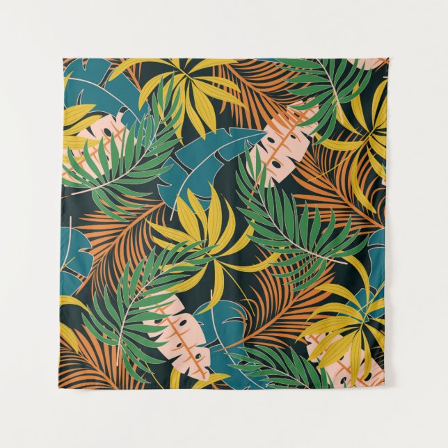Summer seamless tropical pattern with bright yello tapestry (Front)