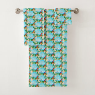 Summer Seaplane Tropical Beach Coastal Bath Towel Set