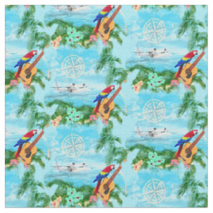 Summer Seaplane Tropical Coastal Beach Fabric