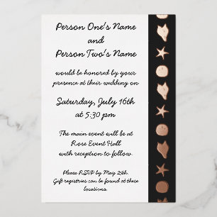 Summer Seashells in Black Foil Invitation