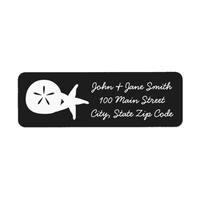 Summer Seashells in Black Return Address Label (Front)