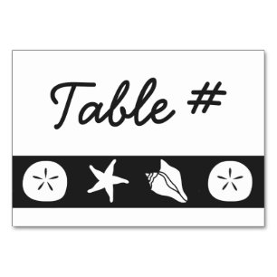 Summer Seashells in Black Table Card