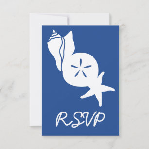 Summer Seashells in Blue RSVP Card