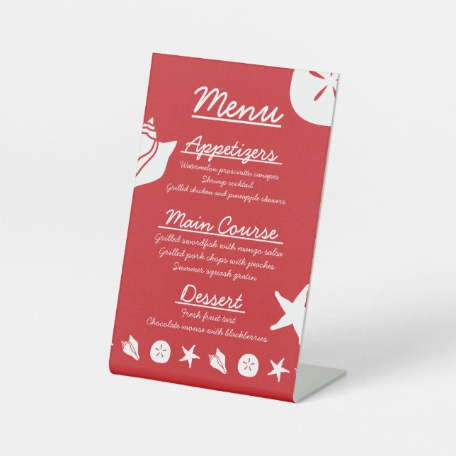 Summer Seashells in Cherry Pedestal Sign (Front)