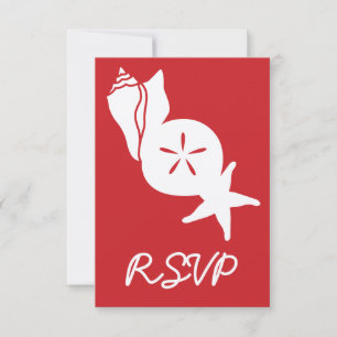 Summer Seashells in Cherry RSVP Card