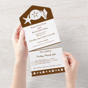 Summer Seashells in Chocolate All In One Invitation