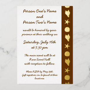 Summer Seashells in Chocolate Foil Invitation