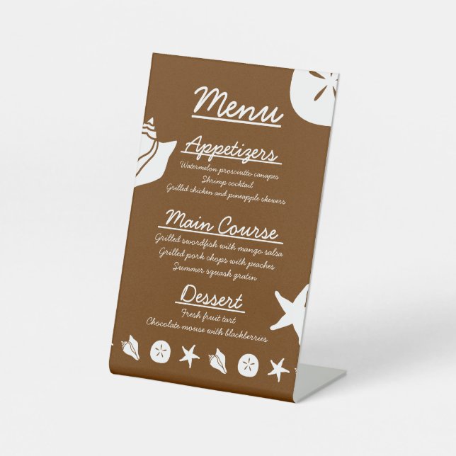 Summer Seashells in Chocolate Pedestal Sign (Front)