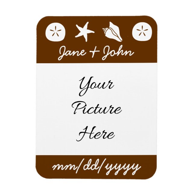 Summer Seashells in Chocolate Save-the-Date Magnet (Vertical)