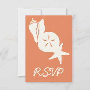 Summer Seashells in Coral RSVP Card