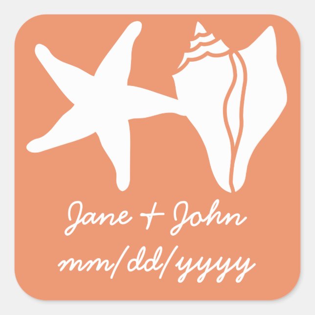 Summer Seashells in Coral Sticker (Front)