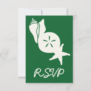 Summer Seashells in Green RSVP Card