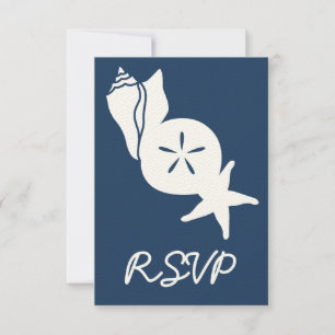 Summer Seashells in Navy RSVP Card