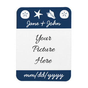 Summer Seashells in Navy Save-the-Date Magnet