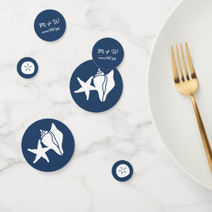 Summer Seashells in Navy Table Confetti