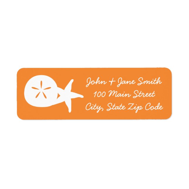 Summer Seashells in Orange Return Address Label (Front)
