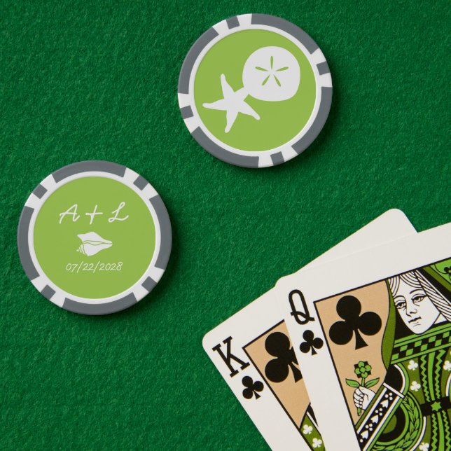 Summer Seashells in Peridot Poker Chips (Poker Table (Double))