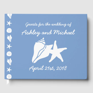 Summer Seashells in Periwinkle Guest Book