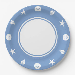 Summer Seashells in Periwinkle Paper Plate