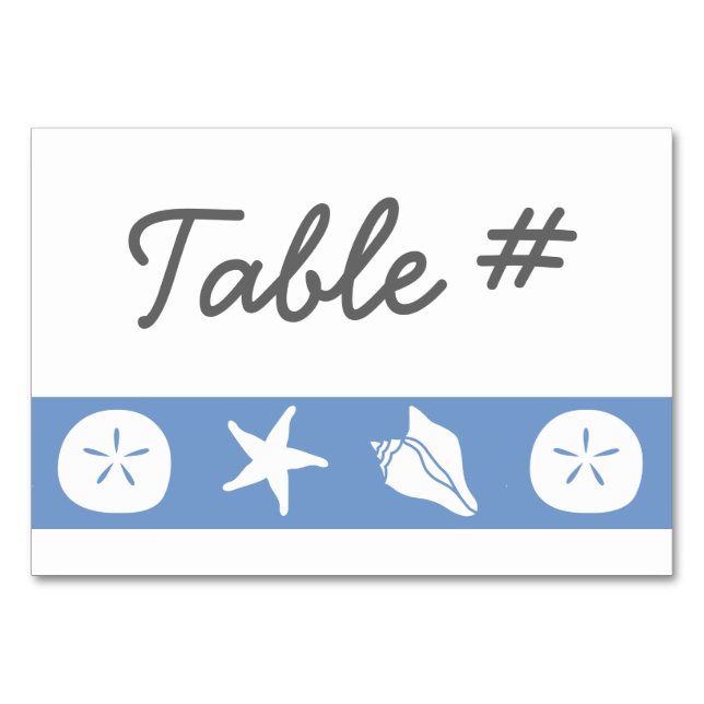 Summer Seashells in Periwinkle Table Card (Front)