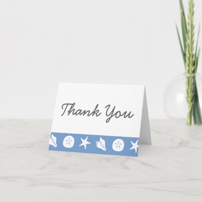 Summer Seashells in Periwinkle Thank You Card (Front)
