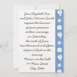 Summer Seashells in Periwinkle Wedding Invitation