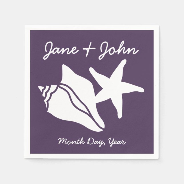 Summer Seashells in Purple Napkins (Front)