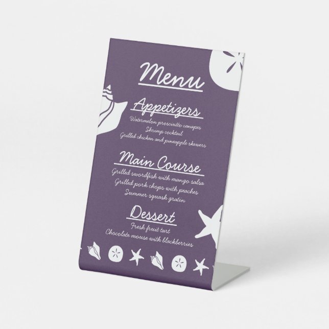 Summer Seashells in Purple Pedestal Sign (Front)