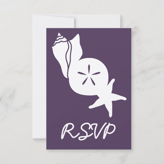 Summer Seashells in Purple RSVP Card (Front)