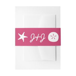 Summer Seashells in Raspberry Invite Belly Band Invitation Belly Band