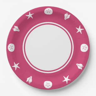 Summer Seashells in Raspberry Paper Plate