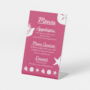 Summer Seashells in Raspberry Pedestal Sign