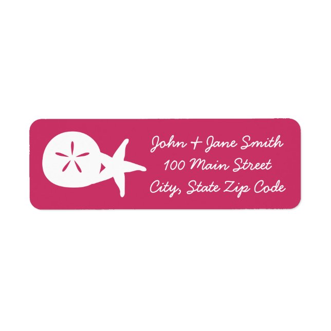 Summer Seashells in Raspberry Return Address Label (Front)