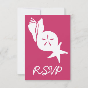 Summer Seashells in Raspberry RSVP Card