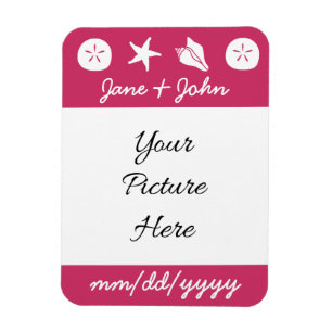 Summer Seashells in Raspberry Save-the-Date Magnet