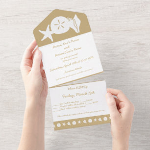 Summer Seashells in Sand All In One Invitation