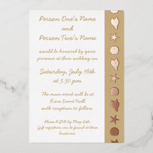 Summer Seashells in Sand Foil Invitation